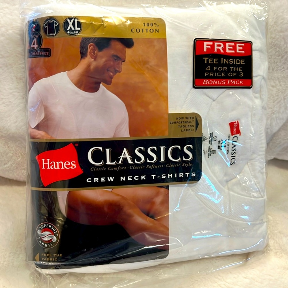 NWT - Hanes Men’s Crew Neck T- Shirt.  Package of 4 new shirts.